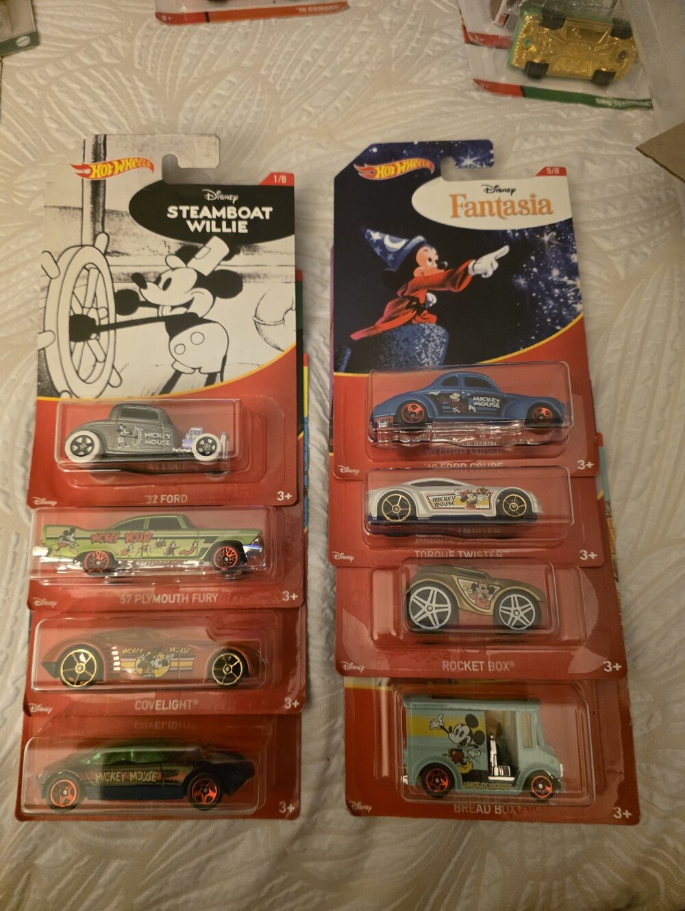 Disney Fantasia & Steamboat Willie 8-Pack Toy Car Collection - Black, Blue, Gray